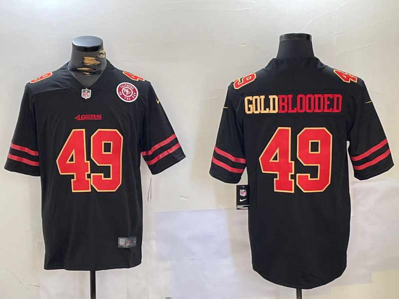 Men San Francisco 49ers #49 Goldblooded Black gold 2024 Nike Vapor Limited NFL Jersey style 1->san francisco 49ers->NFL Jersey